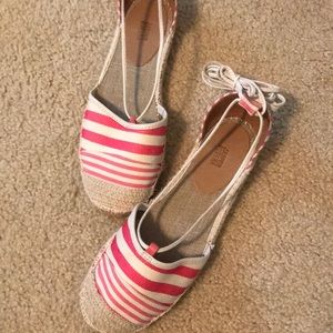 Anthropologie pink striped sandals